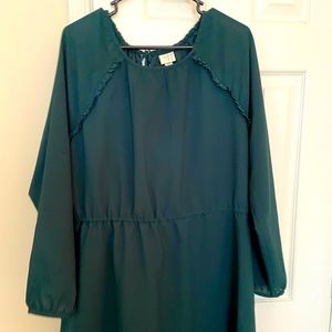 Green A New Day long sleeve ruffle detail dress size XXL